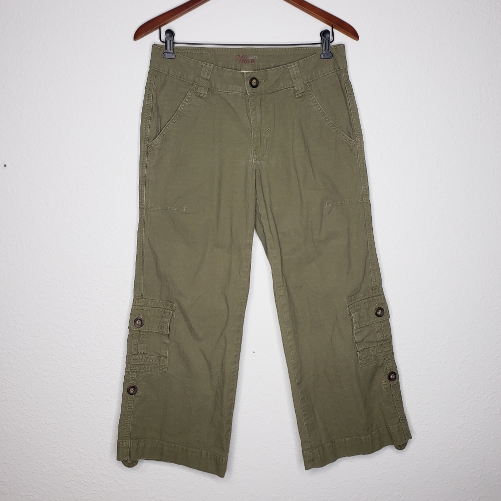 Vintage Worn Womens Paratroopers Wide Leg Cargo Crop Pants Size 6 Y2K Skater